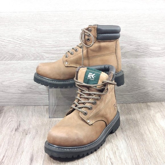 EK Eurbak Men Adult Insulated Water Oil Resistant Leather Ankle Work Boot Brown - Picture 5 of 12